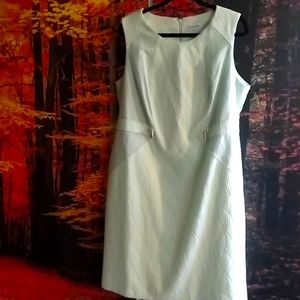 Calvin Klein light green fitted dress.